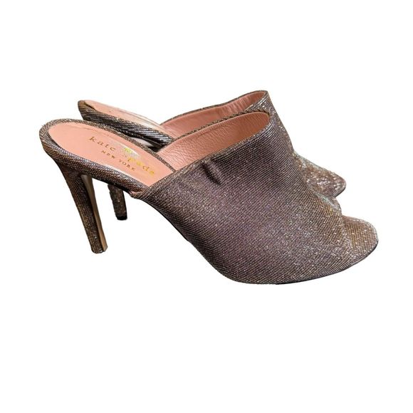Womens Metallic Glittery Kate Spade Open Toe Heels Mules Size 6.5 a15 - Picture 2 of 7